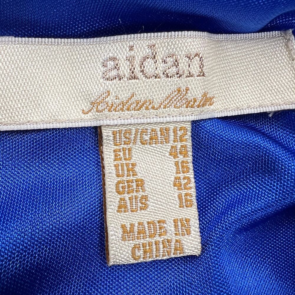 Aidan Mattox Royal Blue Tiered Sequined Blouson Cocktail Party Dress Size 12 - Picture 5 of 16